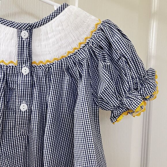 Sweet Cheeks Boutique Nautical Smocked Dress Blue Gingham Girls SZ 18 Months NEW - Picture 15 of 15